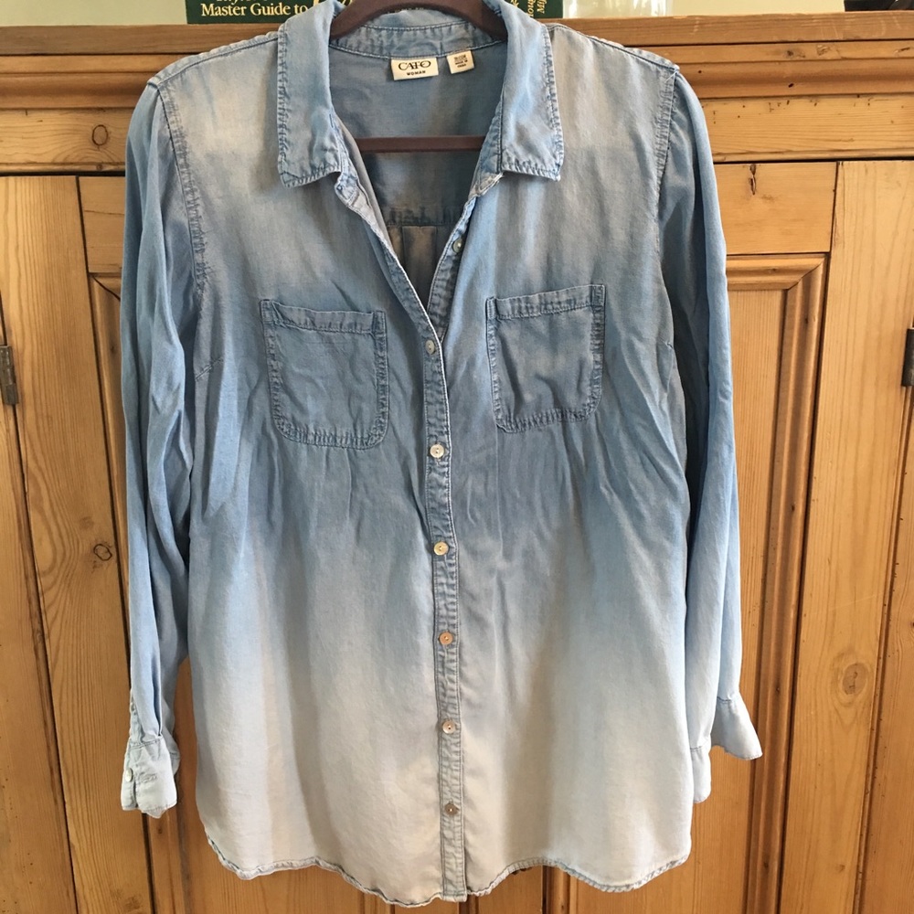 Cato button up top